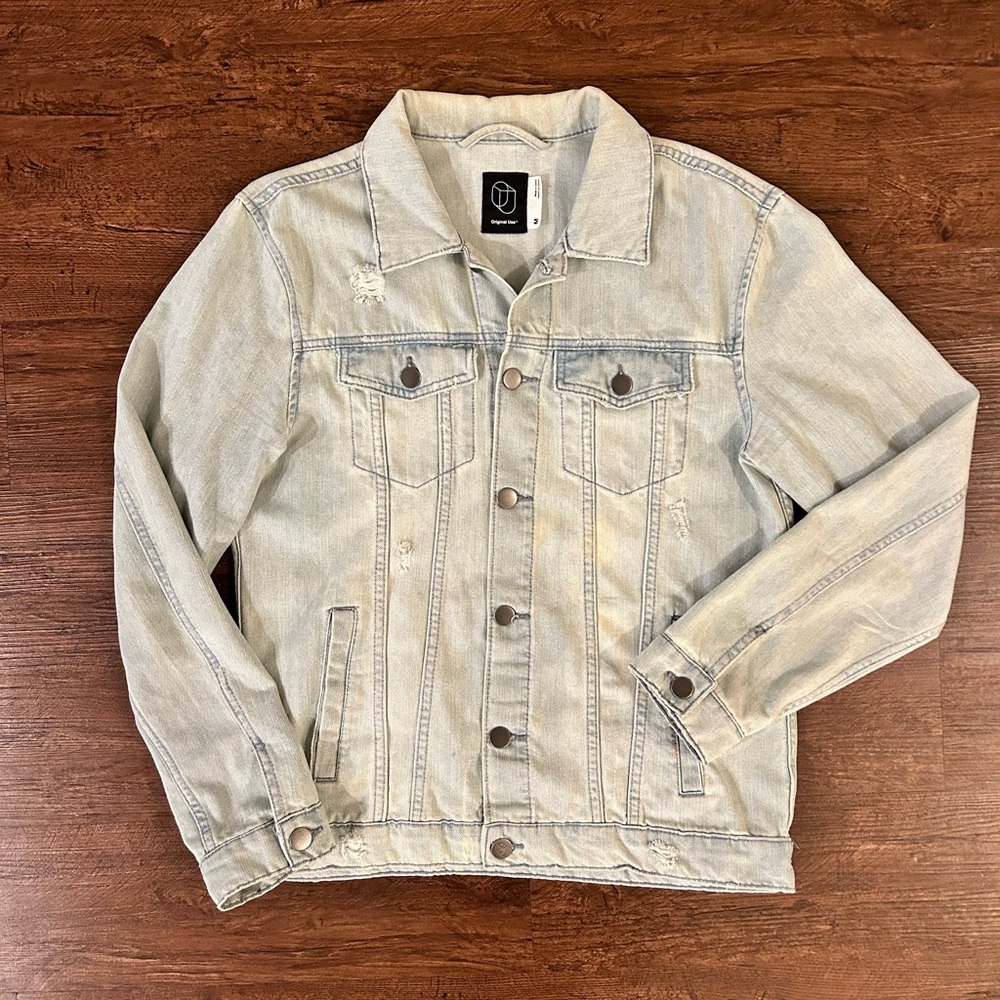 Mens distressed denim jacket